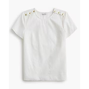 NWT J. Crew Factory Linen-blend button-shoulder shirt white size large CK738